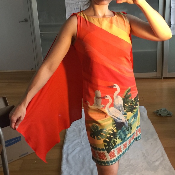 4 small Eva Franco Anthropologie orange dress - Picture 2 of 12